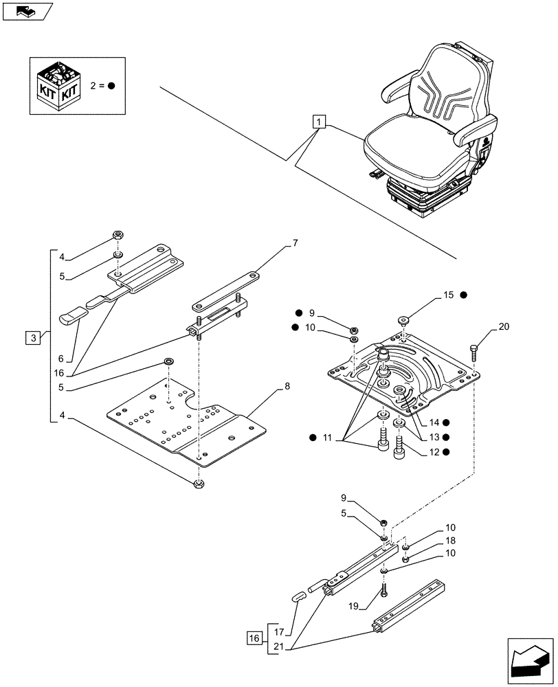 Схема запчастей Case IH FARMALL 65C - (90.124.0101[04]) - DRIVER SEAT, W/ CAB (VAR.332850) - END YR 25-JUL-2013 (90) - PLATFORM, CAB, BODYWORK AND DECALS