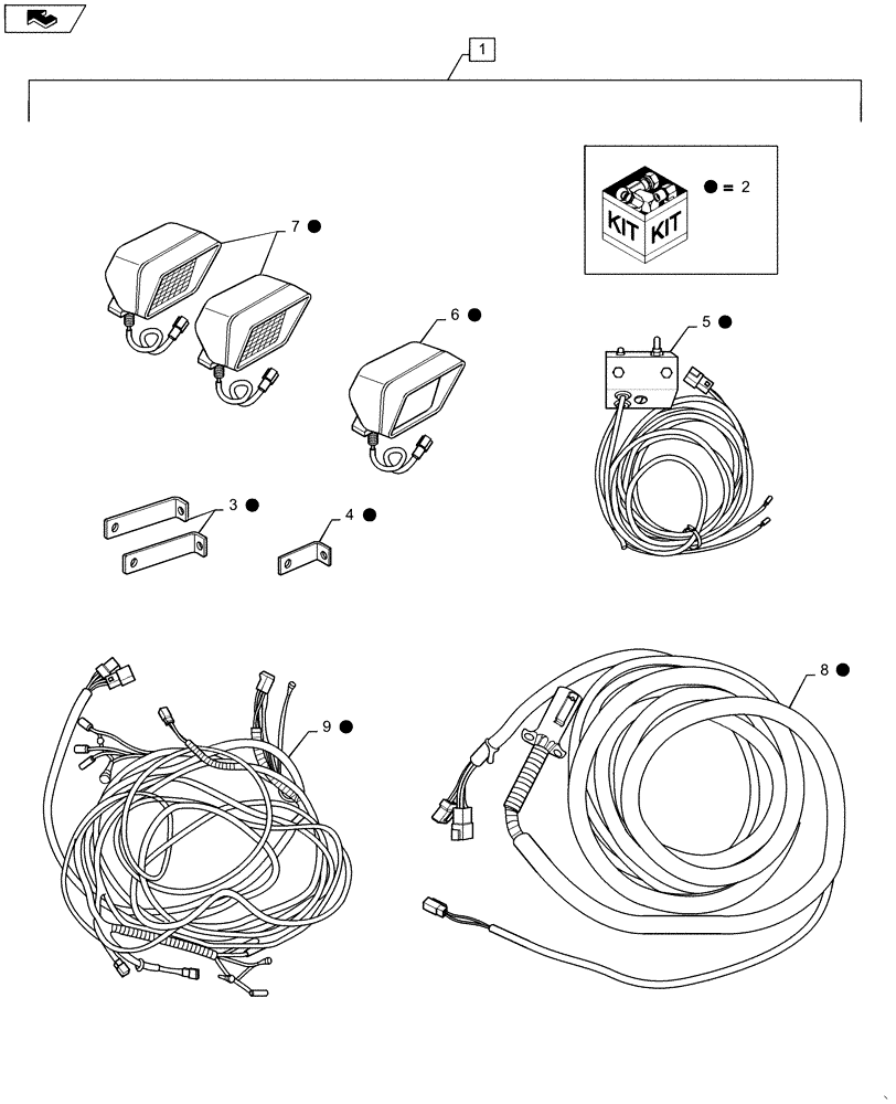 Схема запчастей Case IH SB531 - (88.055.02) - DIA KIT, LIGHT (88) - ACCESSORIES