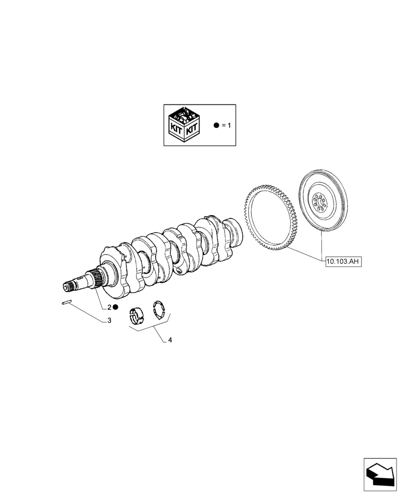 Схема запчастей Case IH F2CFA613A E001 - (10.103.AA) - CRANKSHAFT (10) - ENGINE