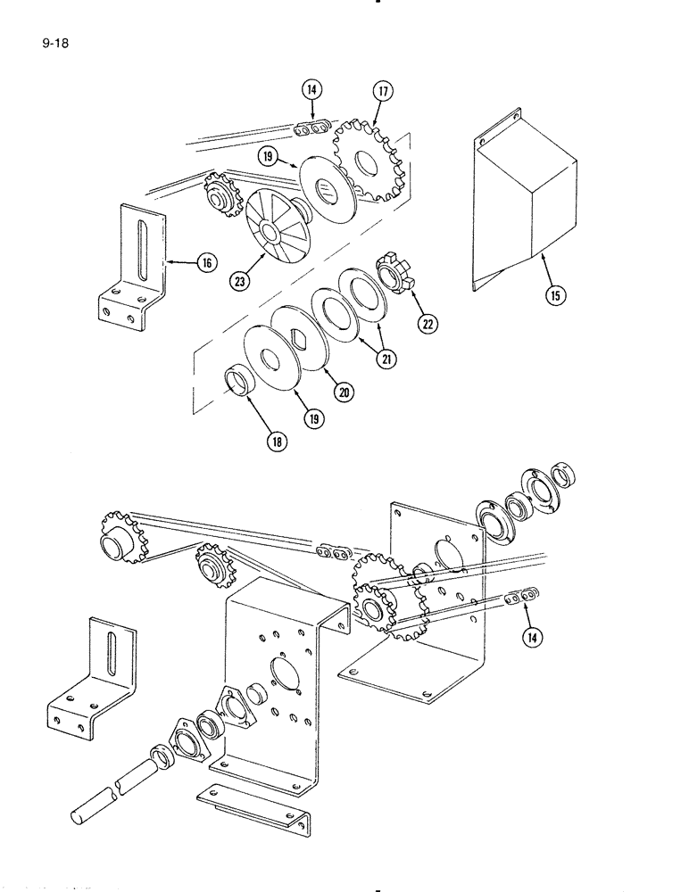 Схема запчастей Case IH 595 - (9-18) - MAIN DRIVE CHAIN AND CLUTCH, 1000 RPM (09) - CHASSIS/ATTACHMENTS