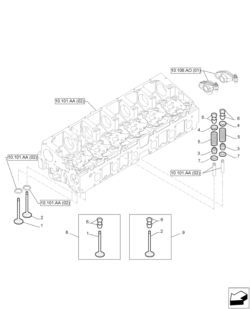 Схема запчастей Case IH F2CFA613A E001 - (10.101.AM) - VALVE, GROUP (10) - ENGINE