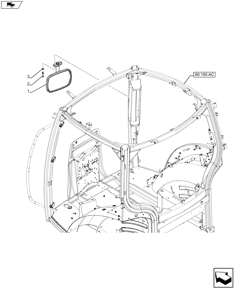 Схема запчастей Case IH MAXXUM 130 - (90.151.AK) - VAR - 390283 - REAR VIEW MIRROR (90) - PLATFORM, CAB, BODYWORK AND DECALS