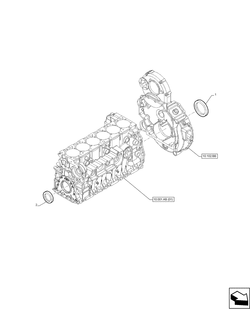 Схема запчастей Case IH F2CFA613A E001 - (10.103.AL) - CRANKSHAFT, SEAL (10) - ENGINE