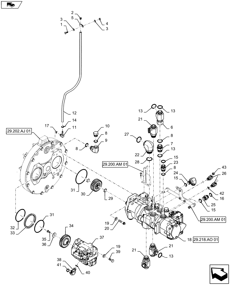 Схема запчастей Case IH 2240 - (29.218.AG[01]) - HYDROSTATIC PUMP, DRIVE (29) - HYDROSTATIC DRIVE