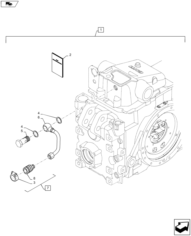 Схема запчастей Case IH MAXXUM 120 - (88.100.35[06]) - DIA KIT - HYDRAULIC FREE FLOW RETURN PIPE KIT (88) - ACCESSORIES