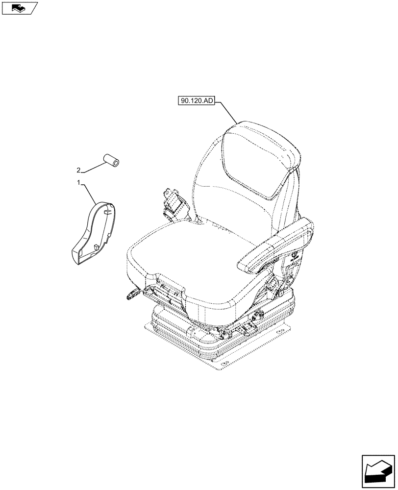 Схема запчастей Case IH MAXXUM 130 - (90.160.BE) - VAR - 390283 - SEAT ACCESSORY, TRIM, COVER (90) - PLATFORM, CAB, BODYWORK AND DECALS