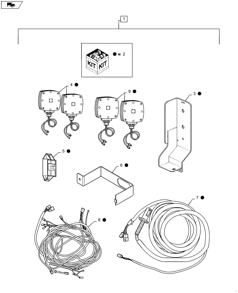 Схема запчастей Case IH SB531 - (88.055.03) - DIA KIT, ROAD LIGHT (88) - ACCESSORIES