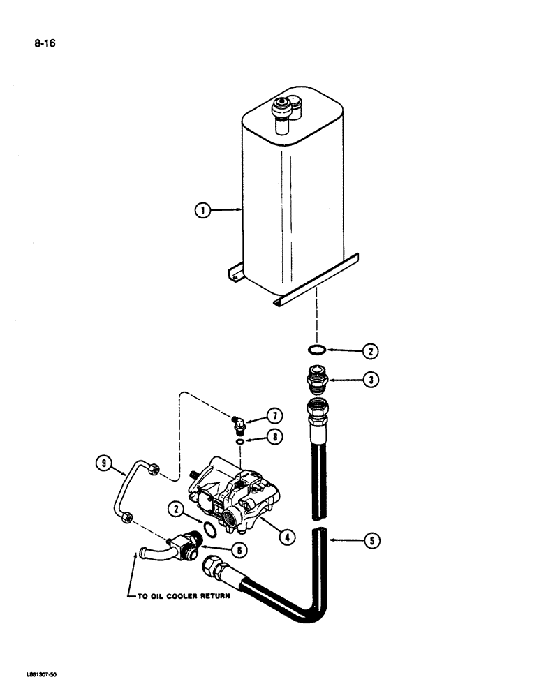 Схема запчастей Case IH 1844 - (8-16) - RESERVOIR TO HYDRAULIC PUMP SYSTEM, 1844 COTTON PICKER (07) - HYDRAULICS