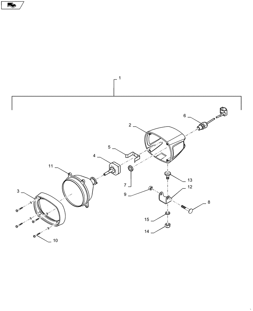 Схема запчастей Case IH 4430 - (55.404.13) - ROOF-MOUNTED HID LAMP (55) - ELECTRICAL SYSTEMS