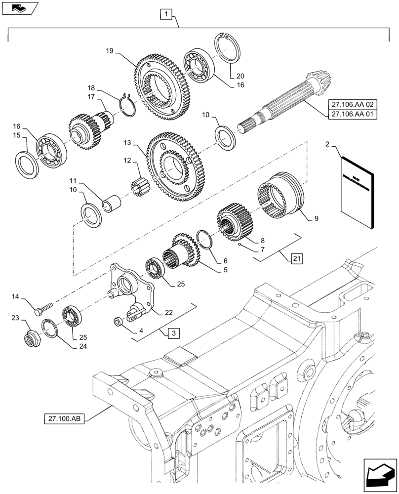 Схема запчастей Case IH MAXXUM 115 - (88.100.21[01]) - DIA KIT - CREEPER FOR TRANSMISSION 24X24/16X16 - GEARS AND SUPPORT (88) - ACCESSORIES