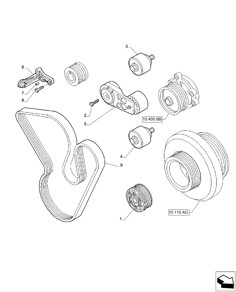 Схема запчастей Case IH F2CFA613A E001 - (10.103.AG[02]) - PULLEY DRIVE (10) - ENGINE