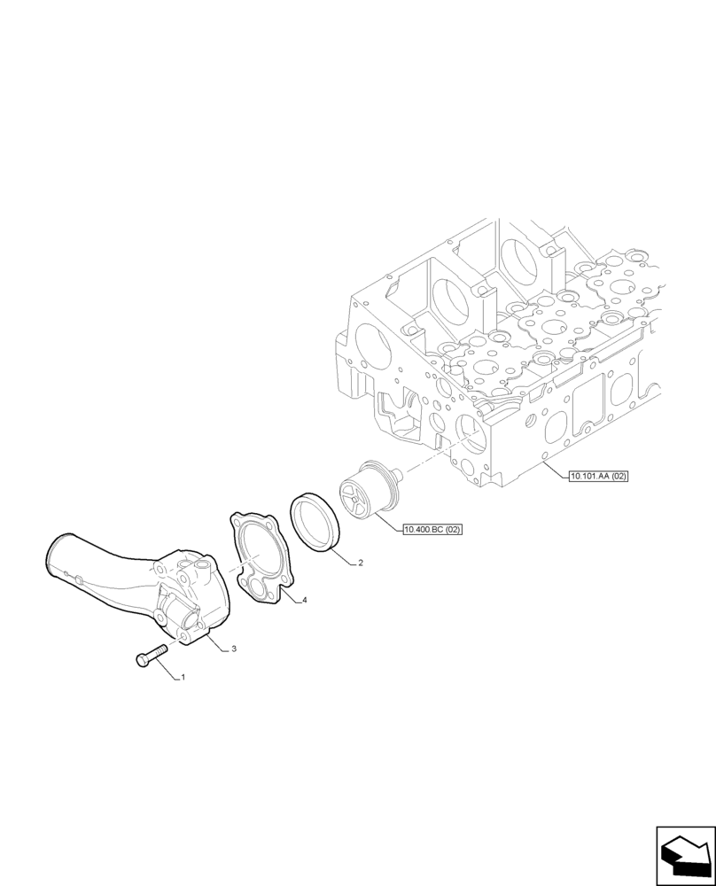 Схема запчастей Case IH F2CFA613A E001 - (10.400.BC[01]) - TEMPERATUTE REGULATOR BODY (10) - ENGINE