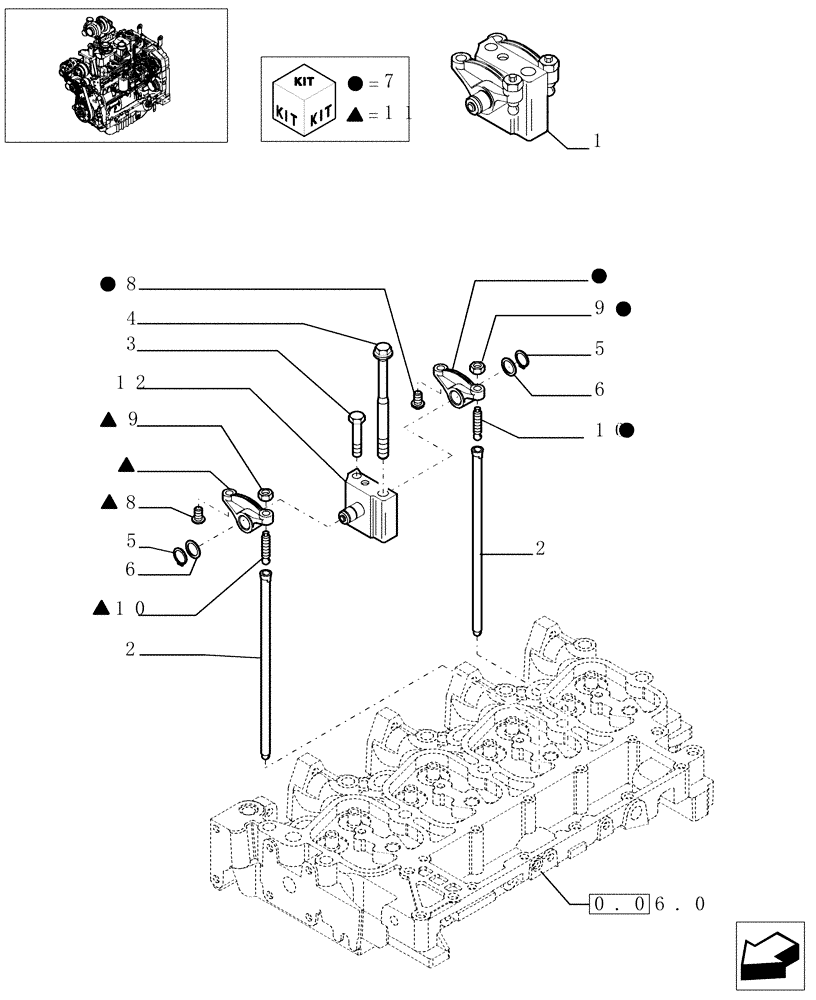 Схема запчастей Case IH JX1070U - (0.06.6) - ROCKER SHAFT (01) - ENGINE