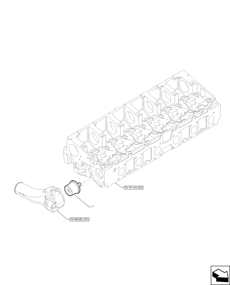 Схема запчастей Case IH F2CFA613A E001 - (10.400.BC[02]) - THERMOSTAT (10) - ENGINE