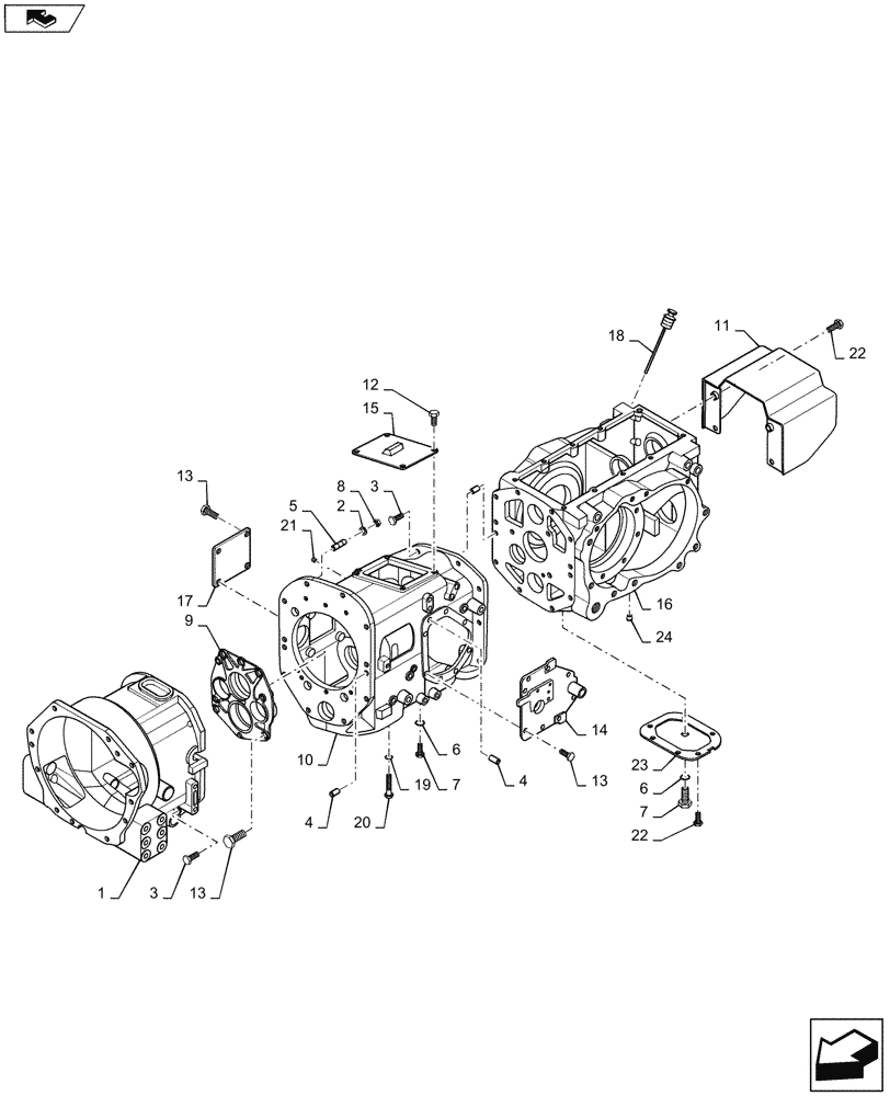 Схема запчастей Case IH FARMALL 55C - (21.120.010) - TRANSMISSION HOUSING, MECHANICAL (21) - TRANSMISSION