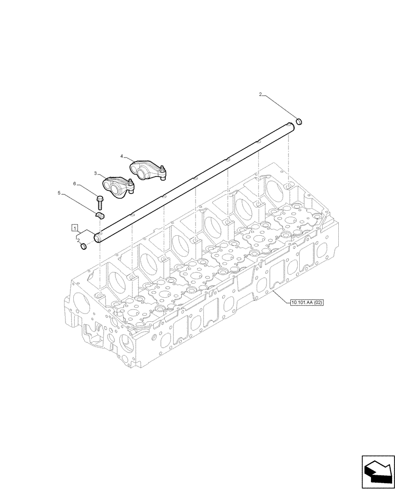 Схема запчастей Case IH F2CFA613A E001 - (10.106.AO) - SHAFT & ROCKER ARMS (10) - ENGINE