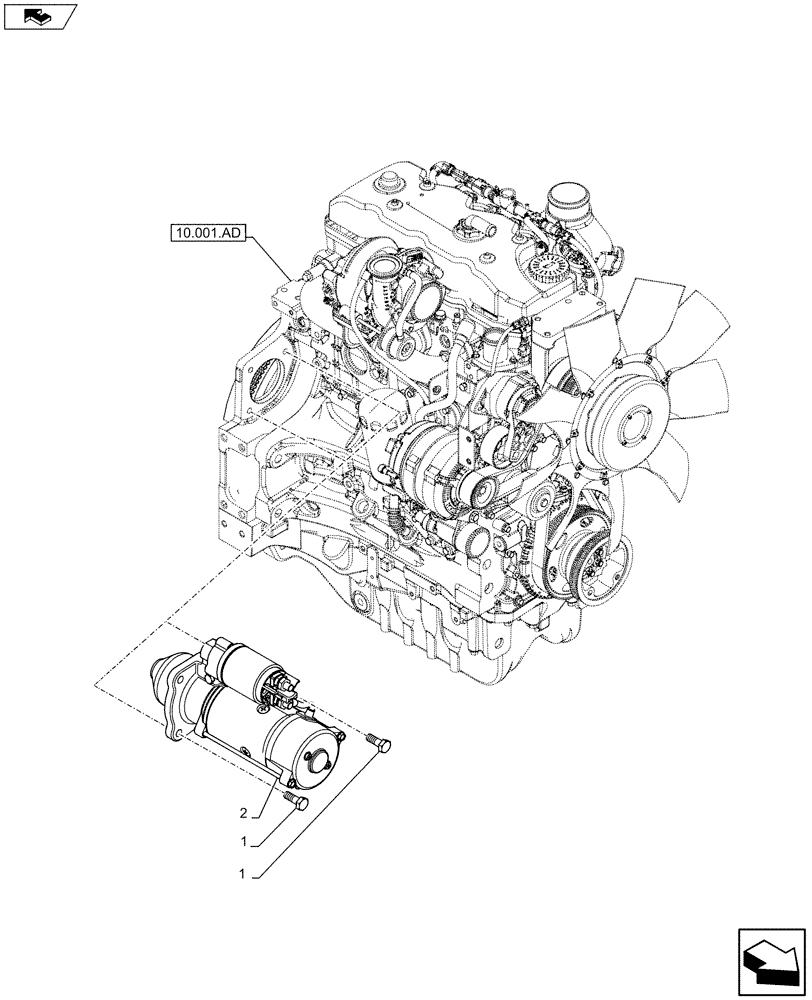 Схема запчастей Case IH MAXXUM 120 - (55.201.AE) - VAR - 332192, 336192, 391192 - STARTER MOTOR (55) - ELECTRICAL SYSTEMS