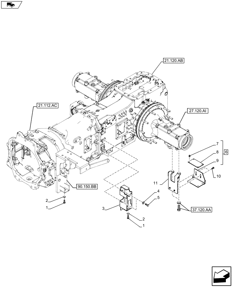 Схема запчастей Case IH MAXXUM 120 - (10.216.AI[07]) - VAR - 330142 - FUEL TANK, SUPPORT (10) - ENGINE