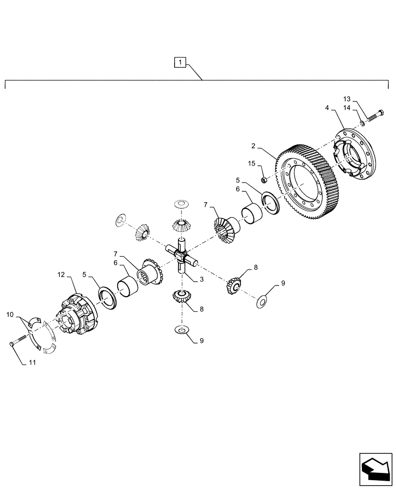 Схема запчастей Case IH 9240 - (21.182.AF[01]) - VAR - 722774, 425272 - DIFFERENTIAL ASSY, 16/71 LOCKING (21) - TRANSMISSION