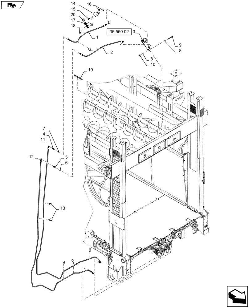 Схема запчастей Case IH 635 - (35.550.01) - HYDRAULIC AUTO REAR TAILGATE (35) - HYDRAULIC SYSTEMS