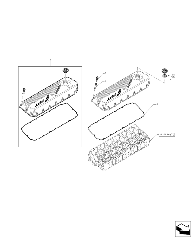 Схема запчастей Case IH F2CFA613A E001 - (10.101.AB) - CYLINDER HEAD, COVERS (10) - ENGINE