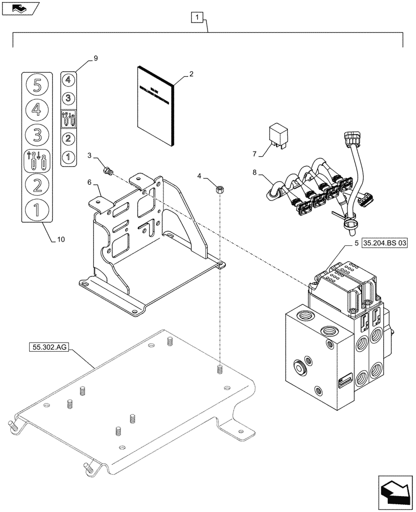 Схема запчастей Case IH MAXXUM 140 - (88.100.35[16]) - DIA KIT - 2 ELECTRONIC MID MOUNTED VALVES - DISTRIBUTOR AND SUPPORT (88) - ACCESSORIES