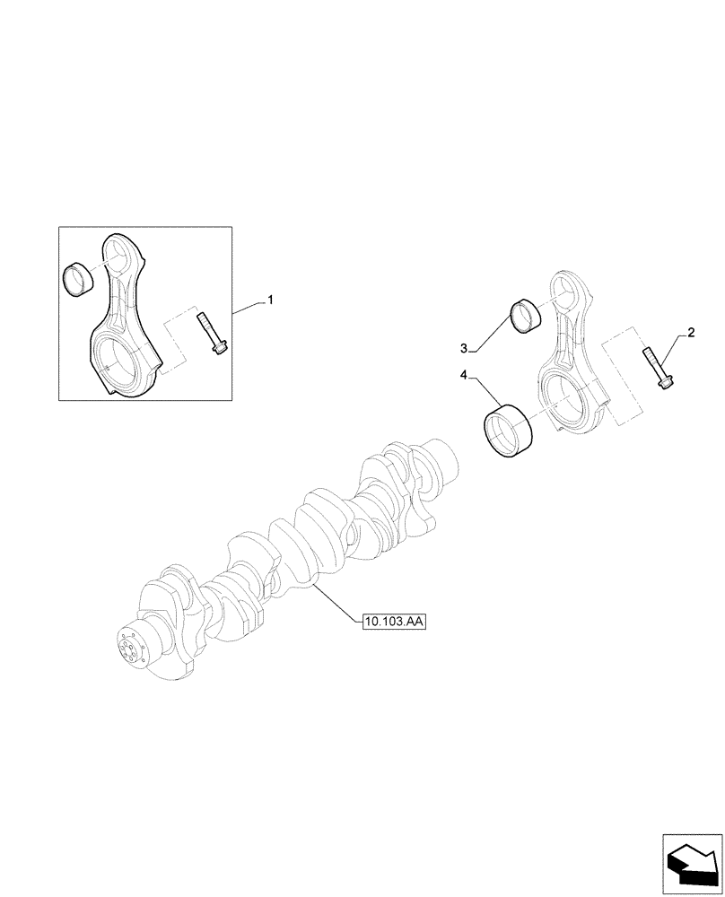 Схема запчастей Case IH F2CFA613A E001 - (10.105.AB[01]) - CONNECTING ROD (10) - ENGINE