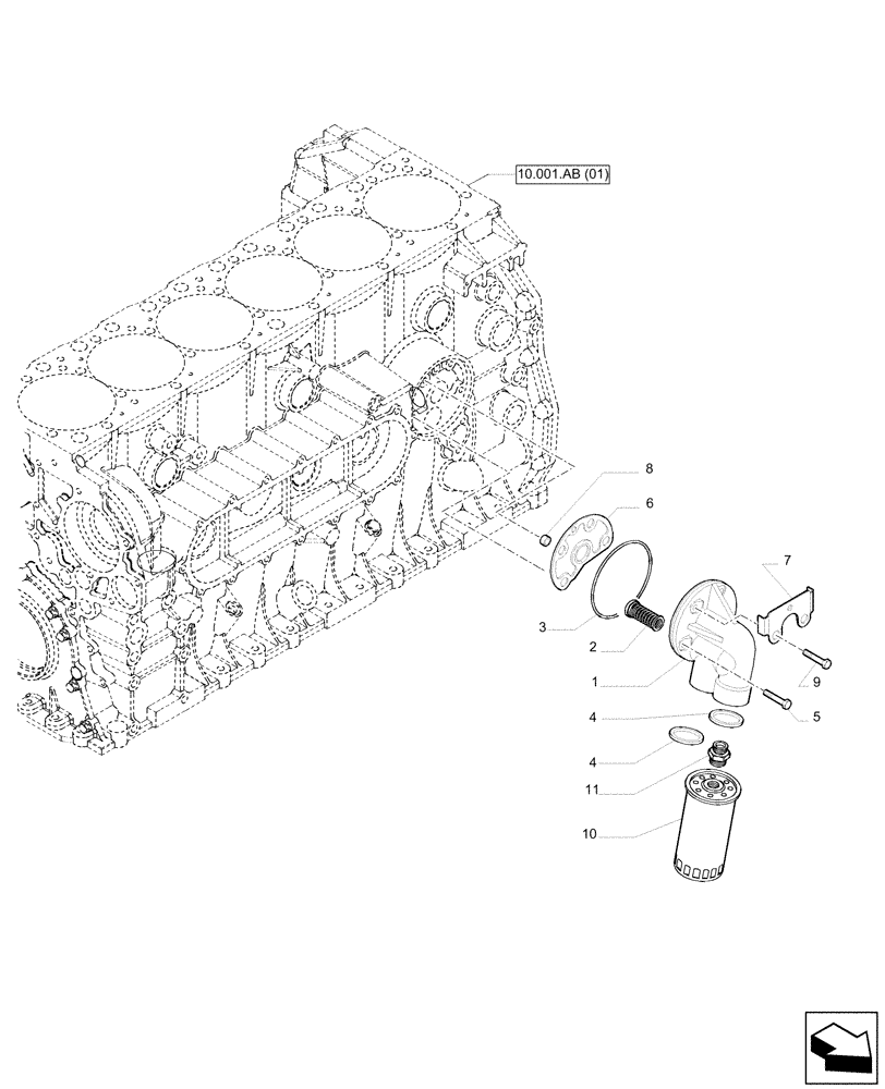 Схема запчастей Case IH F2CFA613A E001 - (10.304.AE) - OIL FILTER (10) - ENGINE