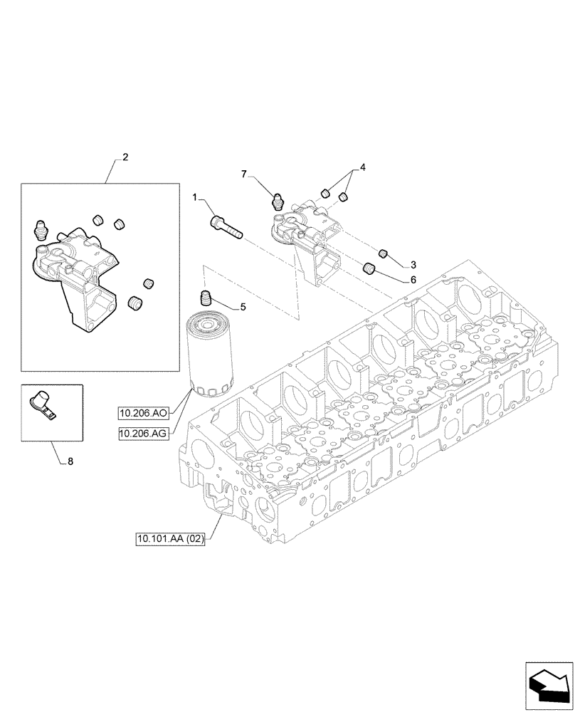 Схема запчастей Case IH F2CFA613A E001 - (10.206.AP) - FUEL FILTER, BRACKET (10) - ENGINE