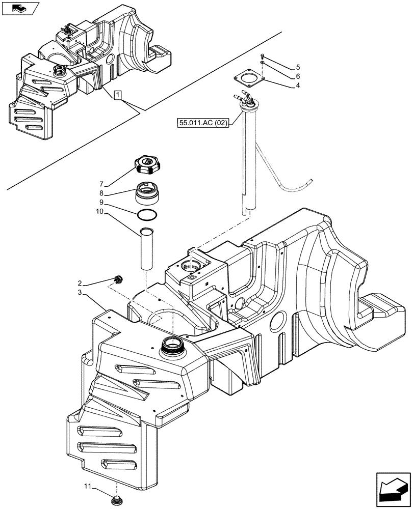 Схема запчастей Case IH MAXXUM 110 - (10.216.AI[01]) - VAR - 390142 - FUEL TANK (10) - ENGINE