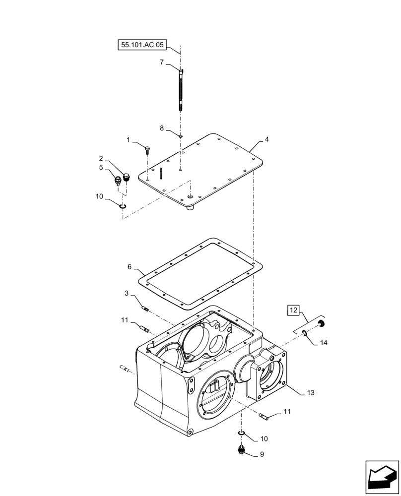 Схема запчастей Case IH 9240 - (21.130.BF[01]) - TRANSMISSION HOUSING, STANDARD (21) - TRANSMISSION