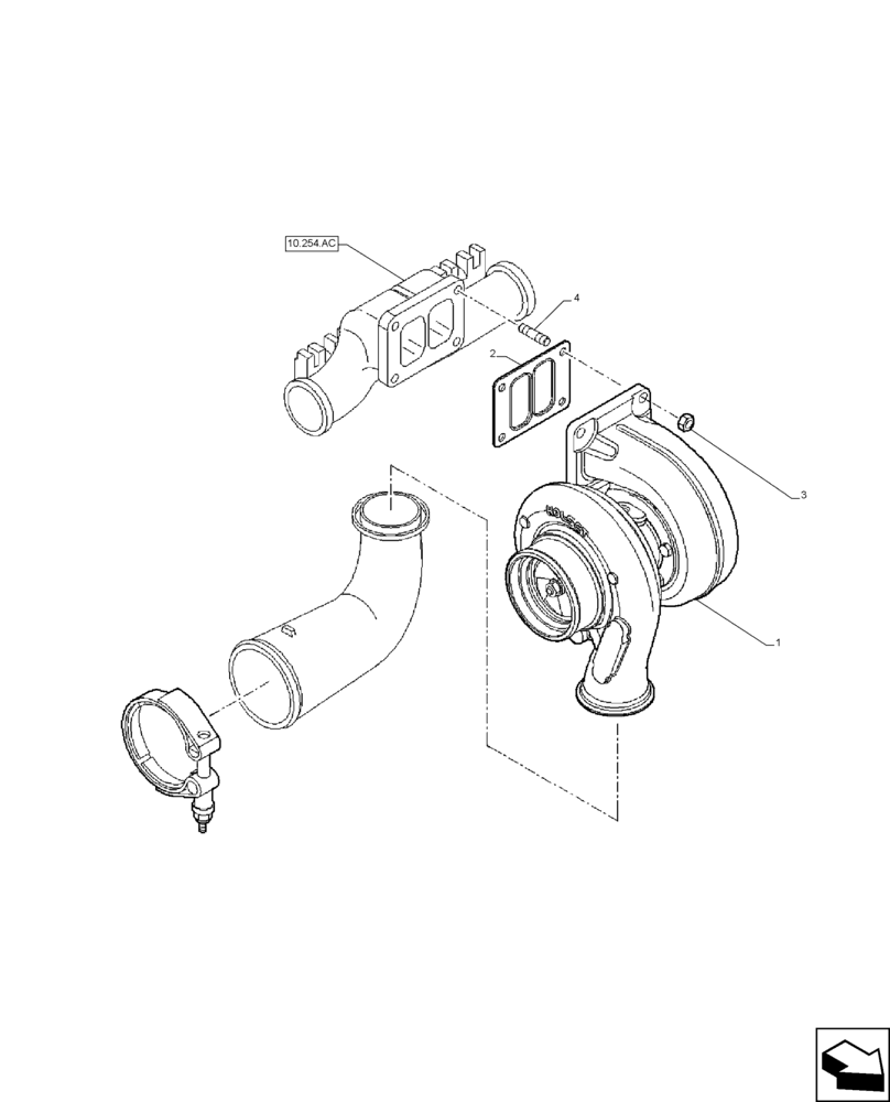 Схема запчастей Case IH F2CFA613A E001 - (10.250.AC[01]) - TURBOCHARGER (10) - ENGINE