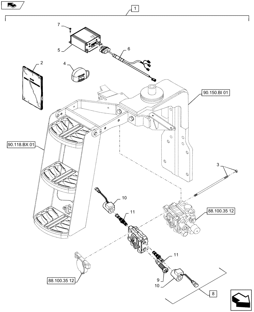 Схема запчастей Case IH MAXXUM 110 - (88.100.35[19]) - DIA KIT - ADDITIONAL 1 SLICE VALVE FOR 2 MECHANICAL MMV - VALVE AND RELATIVE PARTS (88) - ACCESSORIES