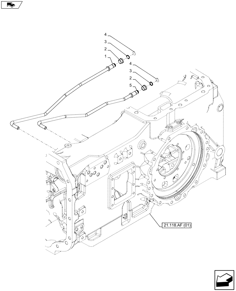 Схема запчастей Case IH MAXXUM 110 - (31.104.AN) - VAR - 390283 - REAR AXLE HOUSING PTO CLUTCH PIPE (31) - IMPLEMENT POWER TAKE OFF