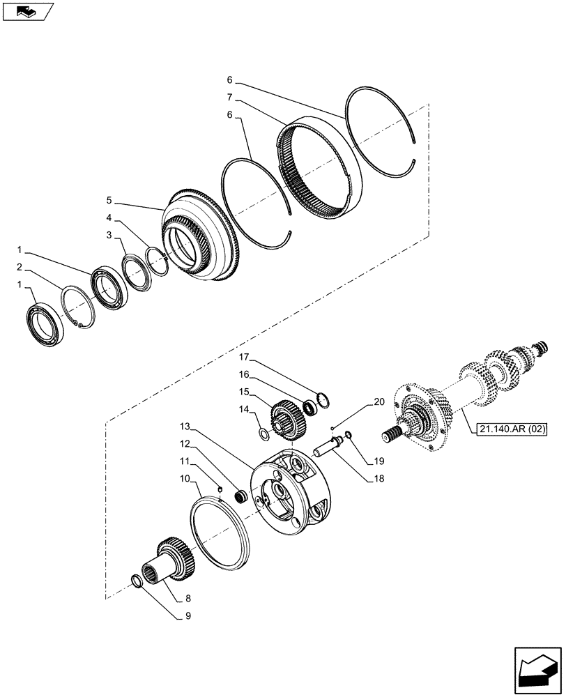 Схема запчастей Case IH MAXXUM 110 - (21.140.AR[01]) - VAR - 390283 - TRANSMISSION, REVERSER (21) - TRANSMISSION