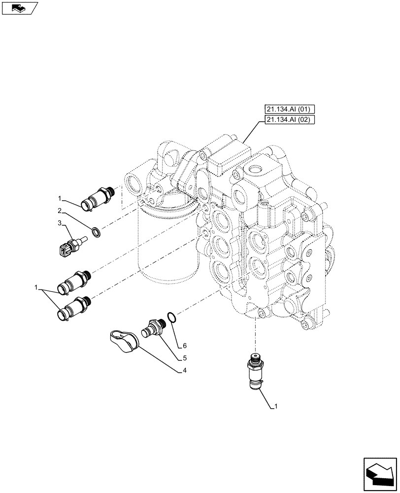 Схема запчастей Case IH MAXXUM 120 - (55.020.AB[03]) - VAR - 390283 - TRANSMISSION, SENSOR (55) - ELECTRICAL SYSTEMS