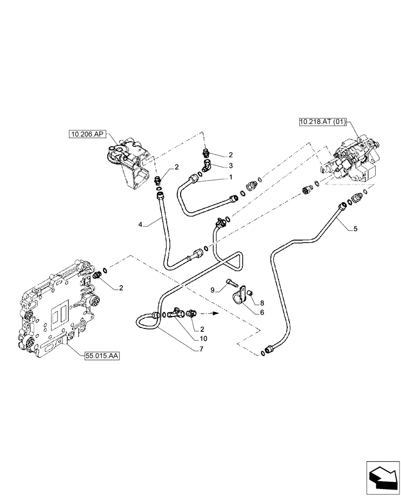 Схема запчастей Case IH F2CFA613A E001 - (10.218.AT[02]) - FUEL LINE (10) - ENGINE