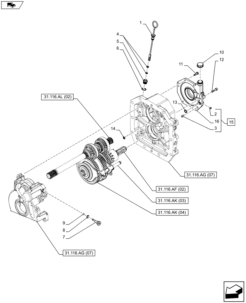 Схема запчастей Case IH FARMALL 115C - (31.116.AG[08]) - VAR - 743768 - PTO 540/540E/1000 RPM, HYDRAULIC, CASING, OIL FILL & DIPSTICK (31) - IMPLEMENT POWER TAKE OFF