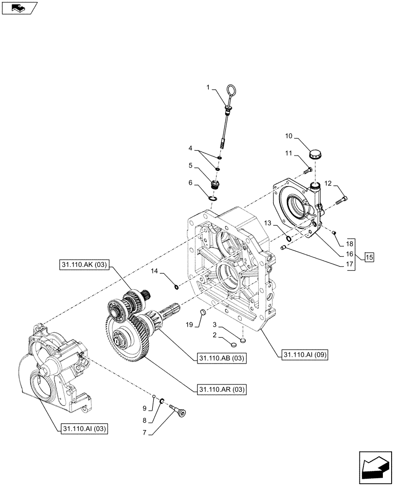 Схема запчастей Case IH FARMALL 115C - (31.110.AI[10]) - VAR - 743565 - PTO 540 RPM - HYDRAULIC, CASING, OIL FILL & DIPSTICK (31) - IMPLEMENT POWER TAKE OFF