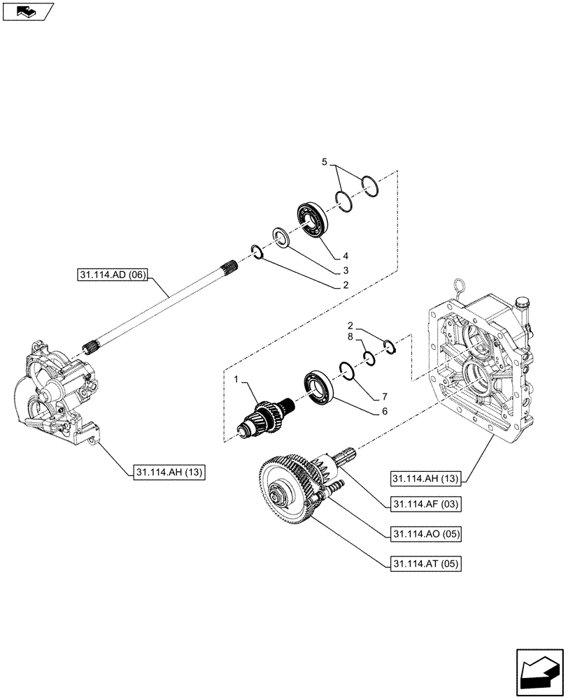 Схема запчастей Case IH FARMALL 115C - (31.114.AP[05]) - VAR - 743594 - PTO 540/1000 RPM, HYDRAULIC, DRIVE GEAR SHAFT - NA (31) - IMPLEMENT POWER TAKE OFF