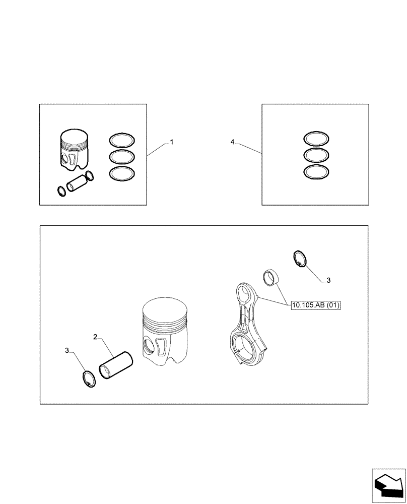 Схема запчастей Case IH F2CFA613A E001 - (10.105.AB[02]) - PISTON RING, PISTON, PISTON PIN (10) - ENGINE