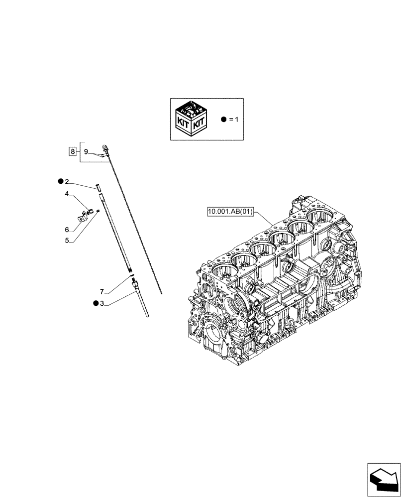 Схема запчастей Case IH F2CFA613A E001 - (10.304.AS) - DIPSTICK, OIL (10) - ENGINE