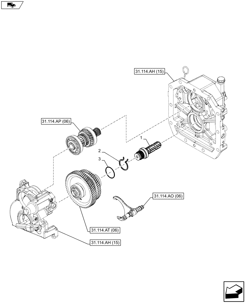 Схема запчастей Case IH FARMALL 115C - (31.114.AF[04]) - VAR - 743594 - PTO 540/1000 RPM, HYDRAULIC, OUTPUT SHAFT, DUAL SPEED - ISO (31) - IMPLEMENT POWER TAKE OFF