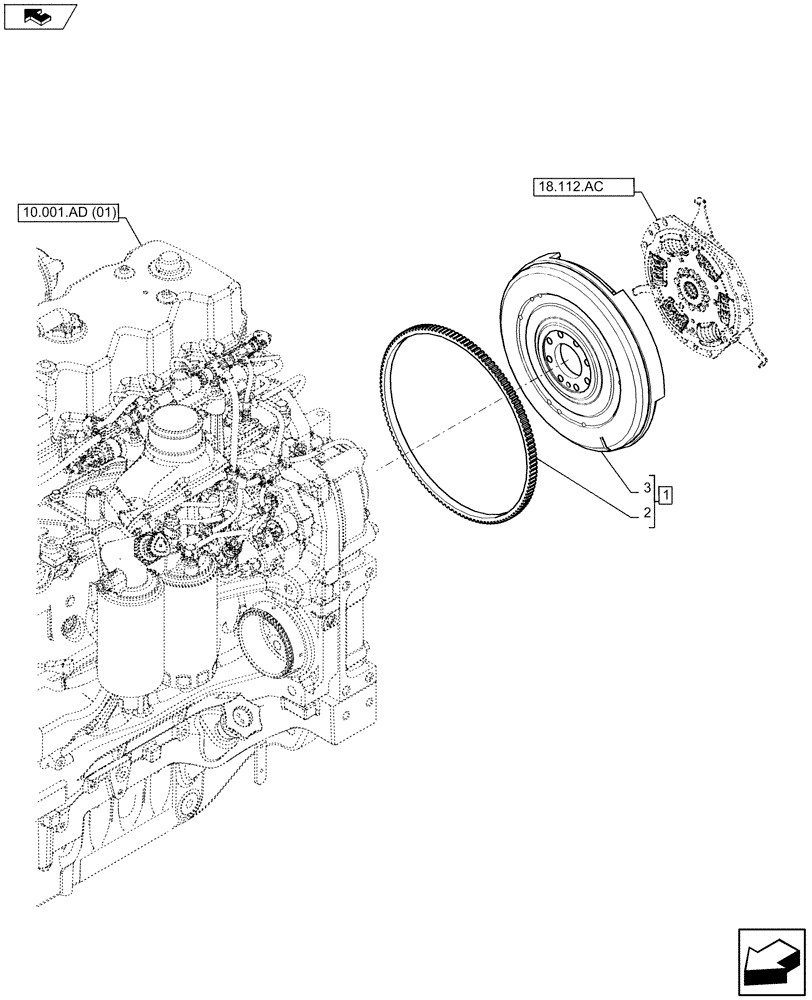 Схема запчастей Case IH MAXXUM 110 - (10.103.AH[01]) - VAR - 390283 - FLYWHEEL (10) - ENGINE