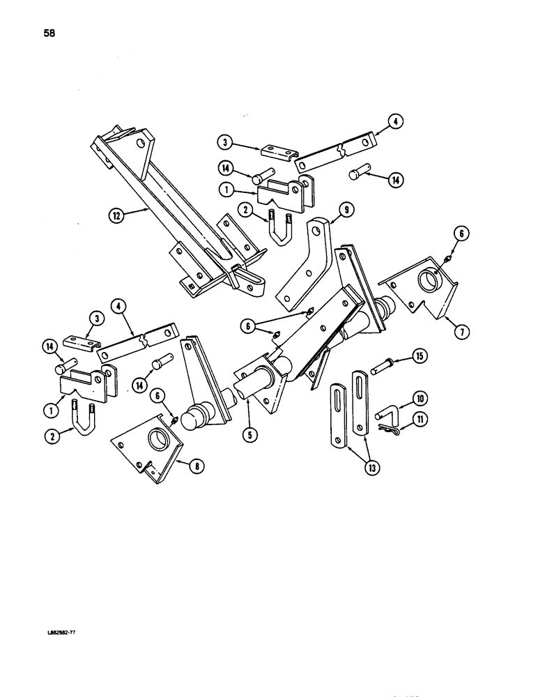 Схема запчастей Case IH 5100 - (058) - TWO DRILL HITCH, HYDRAULIC LIFT ARM 