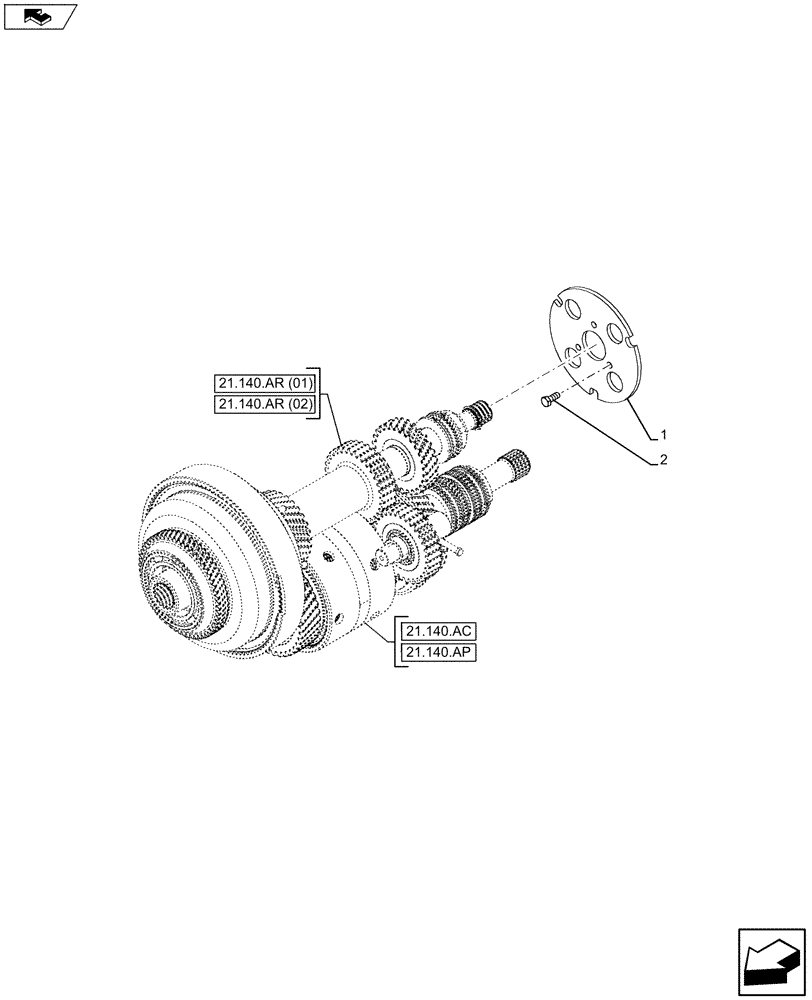 Схема запчастей Case IH MAXXUM 130 - (21.140.AR[03]) - VAR - 390283 - TRANSMISSION, WHEEL DISC (21) - TRANSMISSION