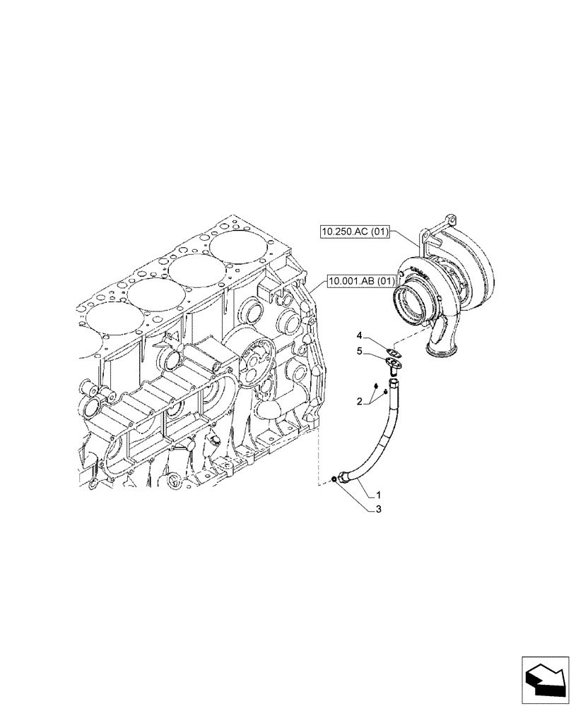 Схема запчастей Case IH F2CFA613A E001 - (10.250.AE) - TURBO OIL OUTLET PIPE (10) - ENGINE