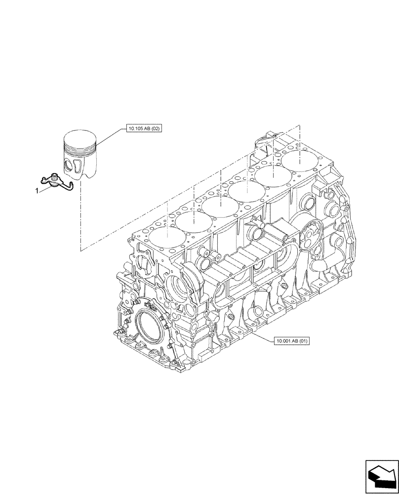 Схема запчастей Case IH F2CFA613A E001 - (10.304.AR) - PISTON OIL NOZZLE (10) - ENGINE