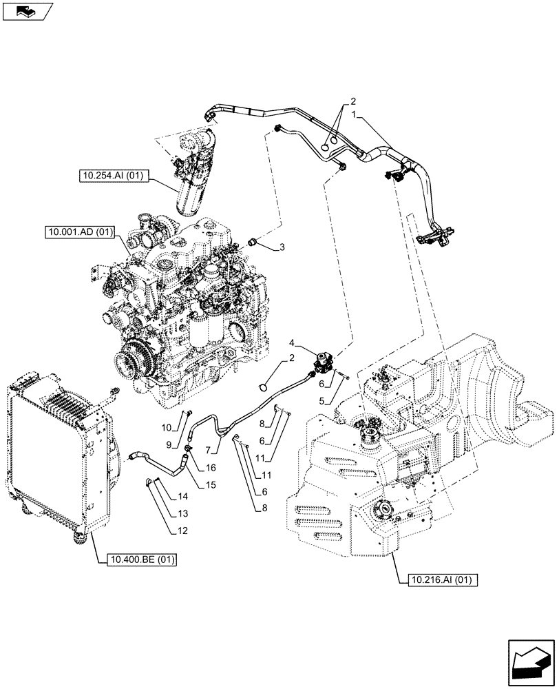 Схема запчастей Case IH MAXXUM 120 - (10.500.AD) - VAR - 390283 - DEF/ADBLUE LINES (10) - ENGINE