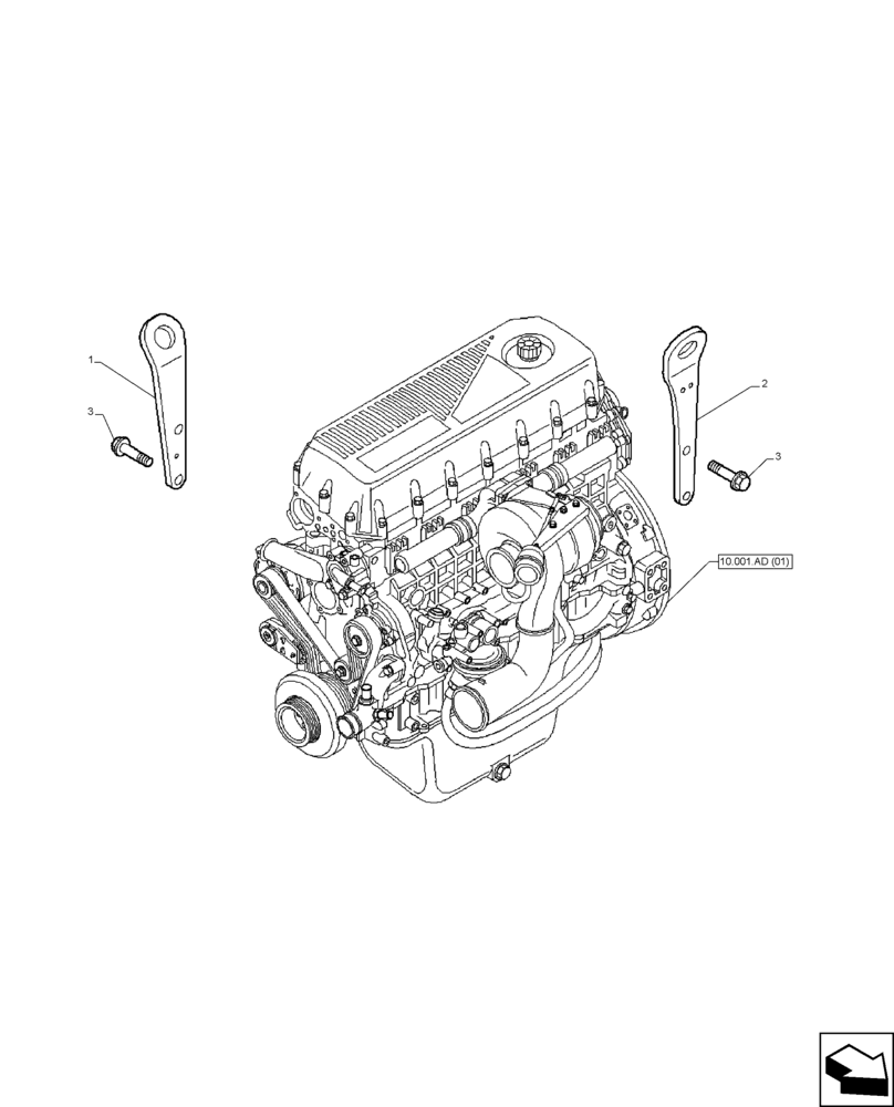 Схема запчастей Case IH F2CFA613A E001 - (10.001.AD[04]) - HOOK, ENGINE (10) - ENGINE